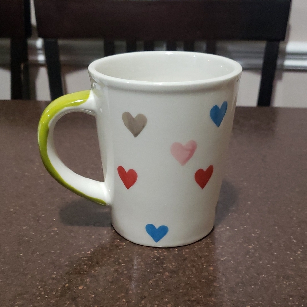 The Old Pottery Company Pastel Hearts Ceramic Mug.